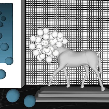 装饰雕塑抽象马雕塑摆件装饰画立体画 su草图模型下载