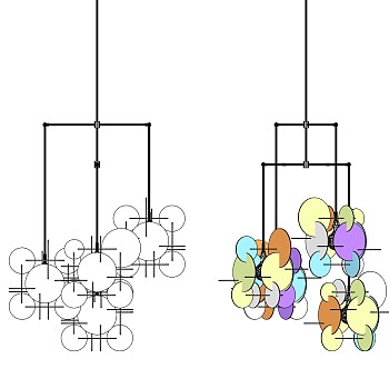 玻璃枝形儿童吊灯组合su草图模型下载