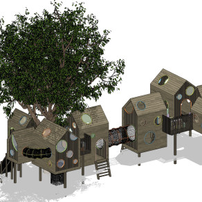 户外游乐场设备，树屋，器材su草图模型下载