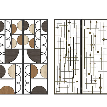 现代金属屏风隔断su草图模型下载