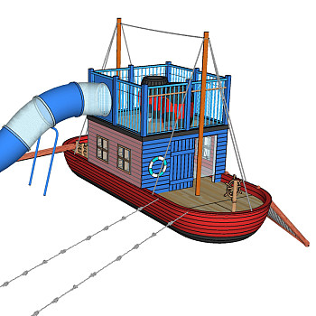儿童游乐船，滑滑梯su草图模型下载