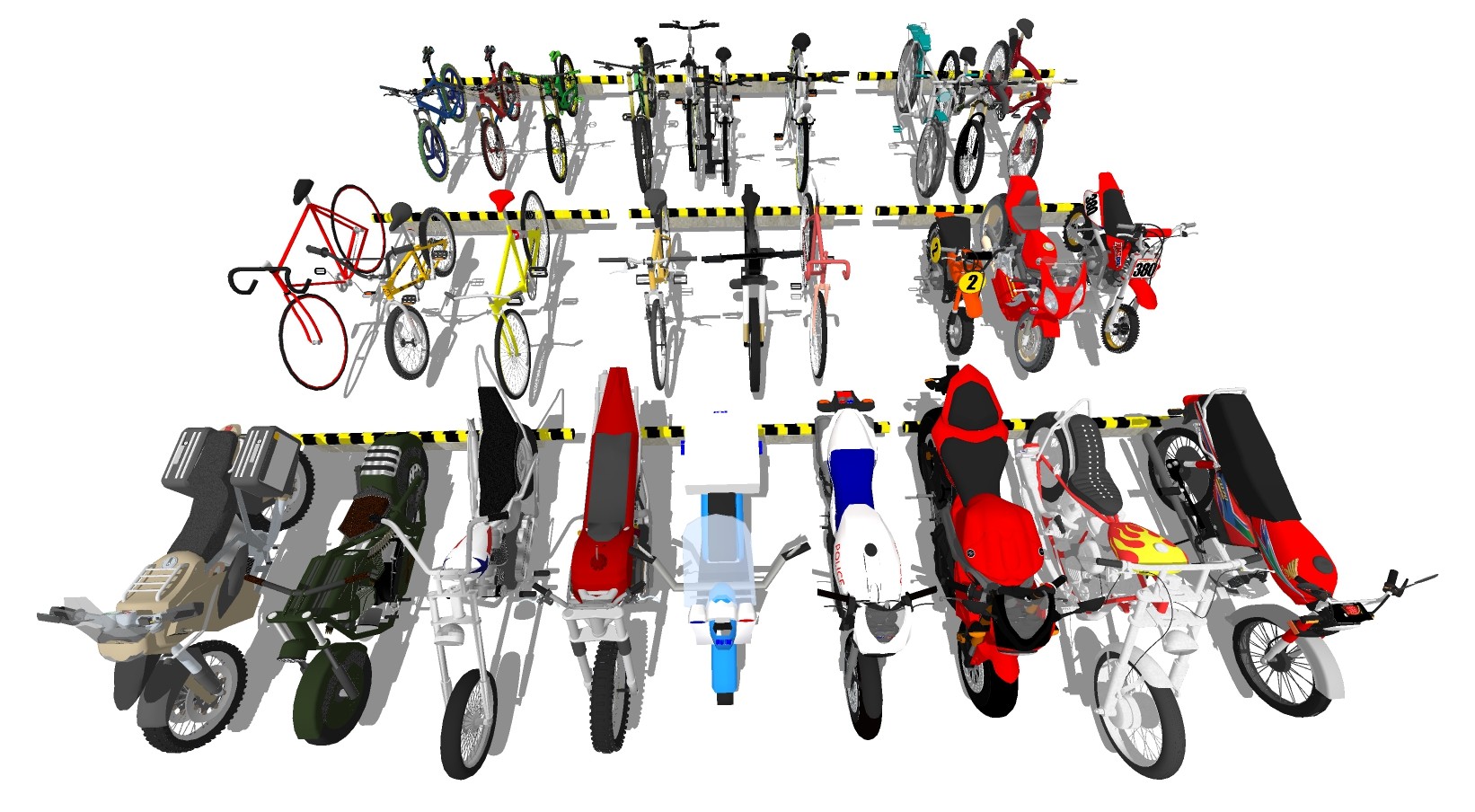 36现代风格电动车，摩托车，自行车，车 su草图模型下载