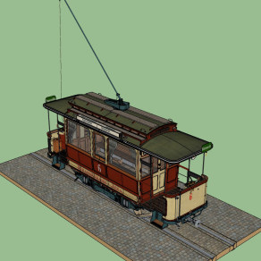 49老式有轨电车， su草图模型下载
