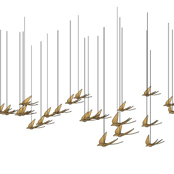 燕子大雁异形吊灯su草图模型下载
