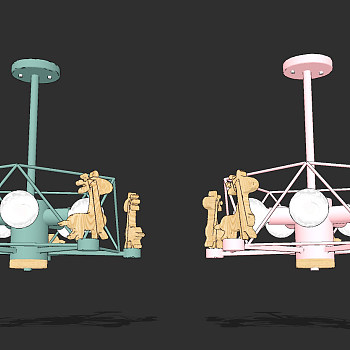 现代儿童卡通吊灯su草图模型下载