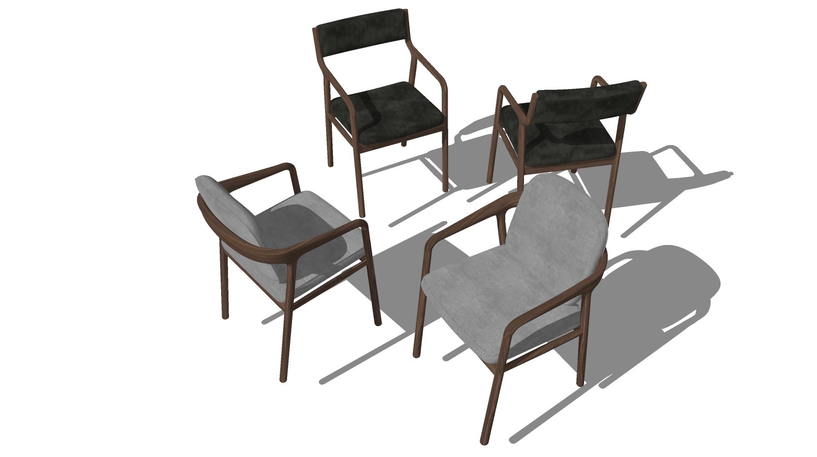 北欧现代单椅，椅子餐椅su草图模型下载