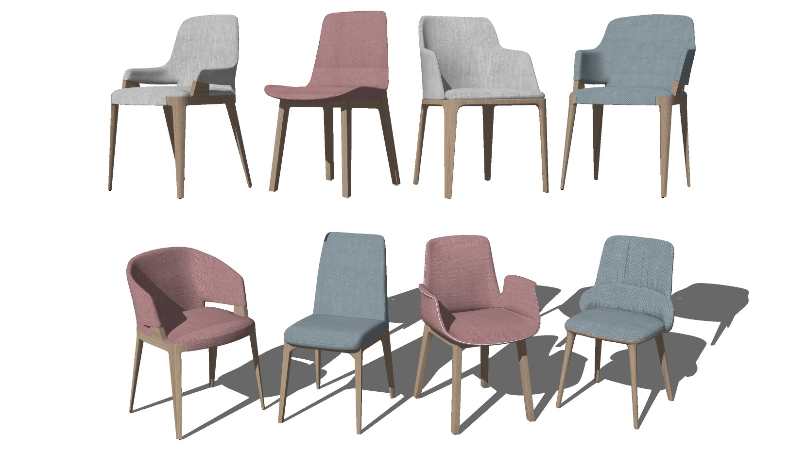北欧实木椅子，餐椅su草图模型下载