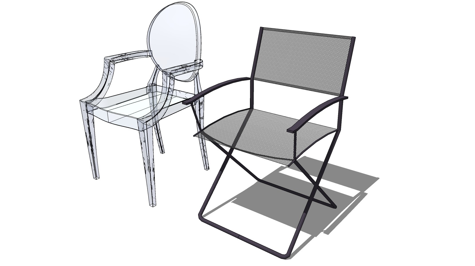 09北欧现代简欧式塑料透明休闲椅 su草图模型下载