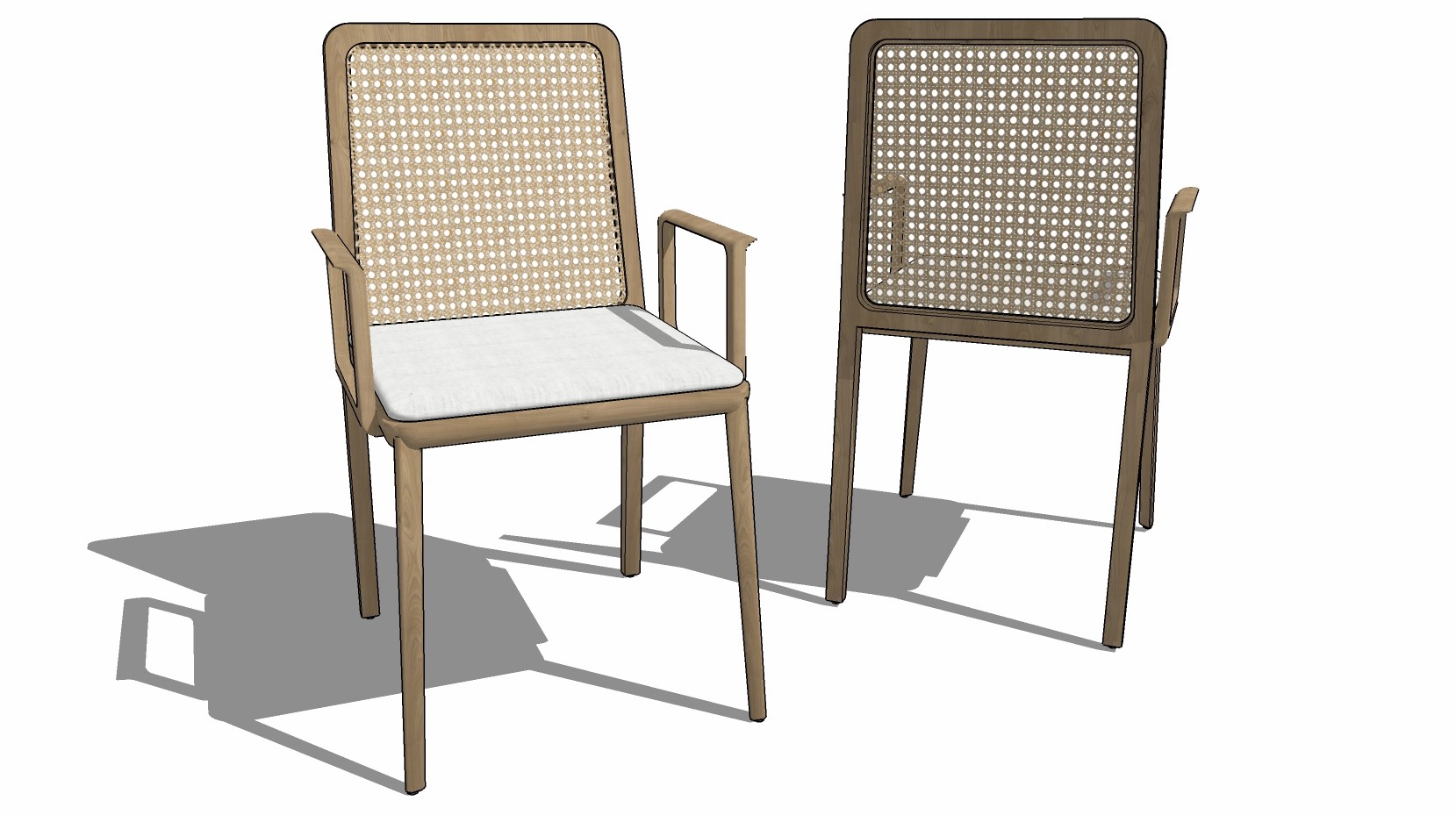 现代自然风民宿藤编编织椅子，单椅 su草图模型下载