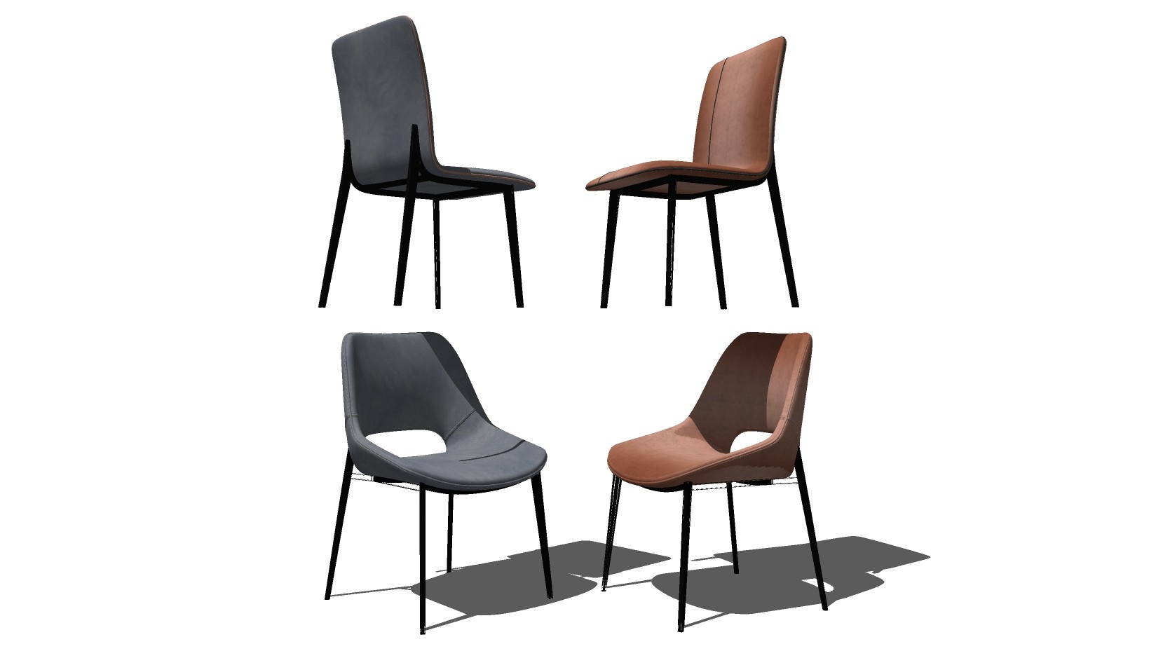 45现代椅子，餐椅，单椅组合su草图模型下载