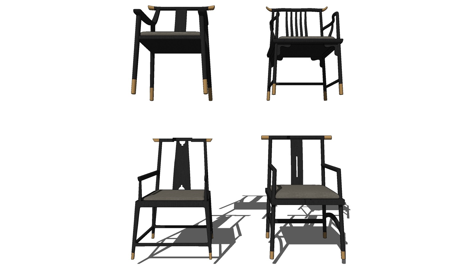 48新中式餐椅，椅子 su草图模型下载
