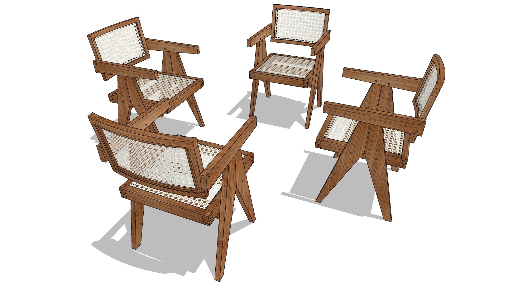 53新中式风格休闲椅扶手椅， su草图模型下载