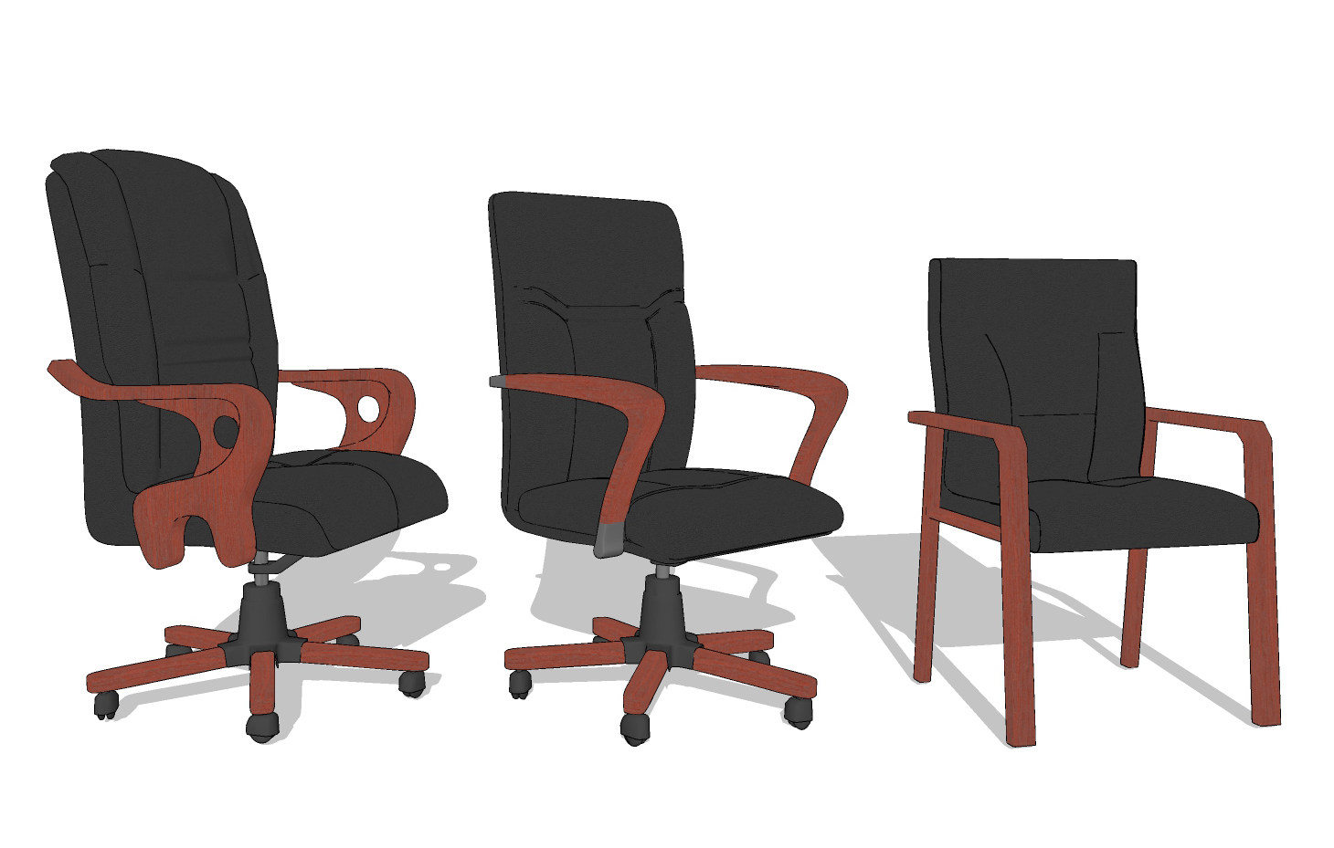 6现代国企政府办公椅家具，大班椅班前椅，会议椅su草图模型下载