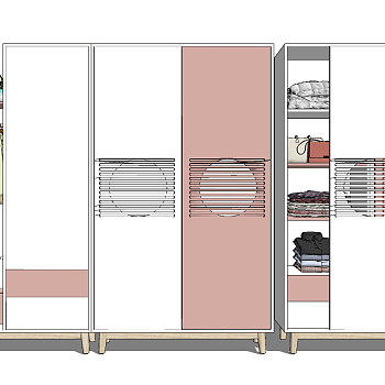 北欧儿童衣柜su草图模型下载