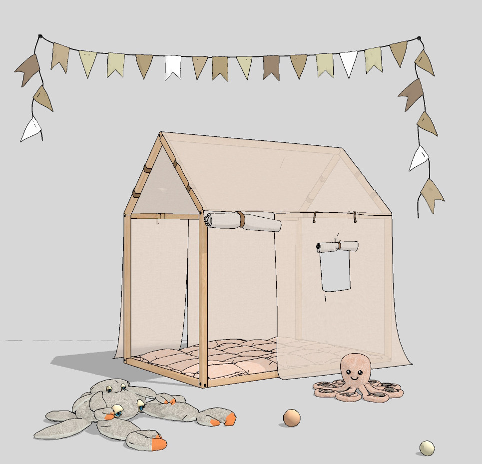 北欧儿童帐篷玩具组合su草图模型下载