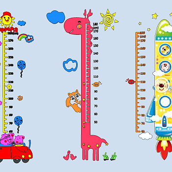 现代儿童墙上测量身高标尺，身高贴su草图模型下载