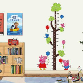 现代小猪佩奇儿童身高标尺，墙贴，玩具柜书柜su草图模型下载