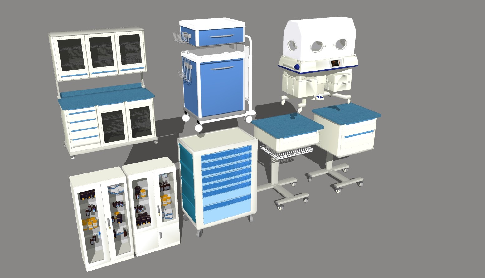 现代医疗药品箱，医疗器材器械su草图模型下载