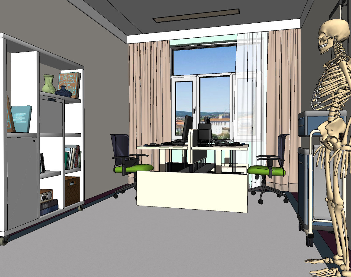 现代办公室，诊疗室，人体骨骼su草图模型下载