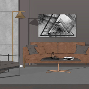 现代皮革办公沙发单人沙发su草图模型下载