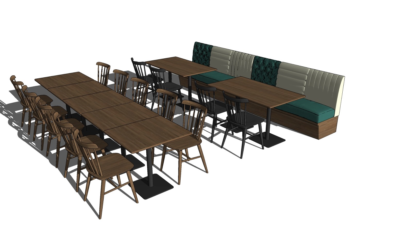 现代餐馆餐厅餐桌椅，皮革卡座su草图模型下载