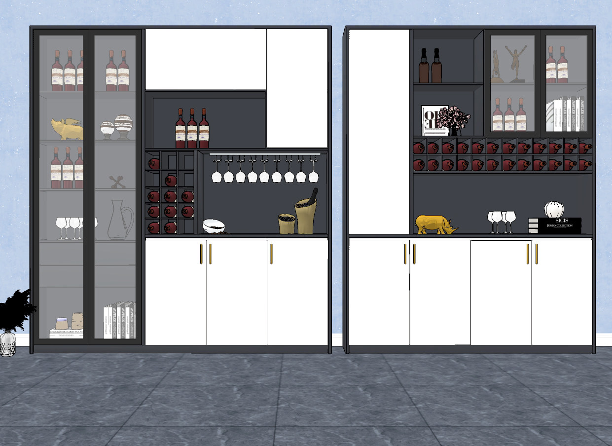 现代酒柜，红酒柜，冰桶