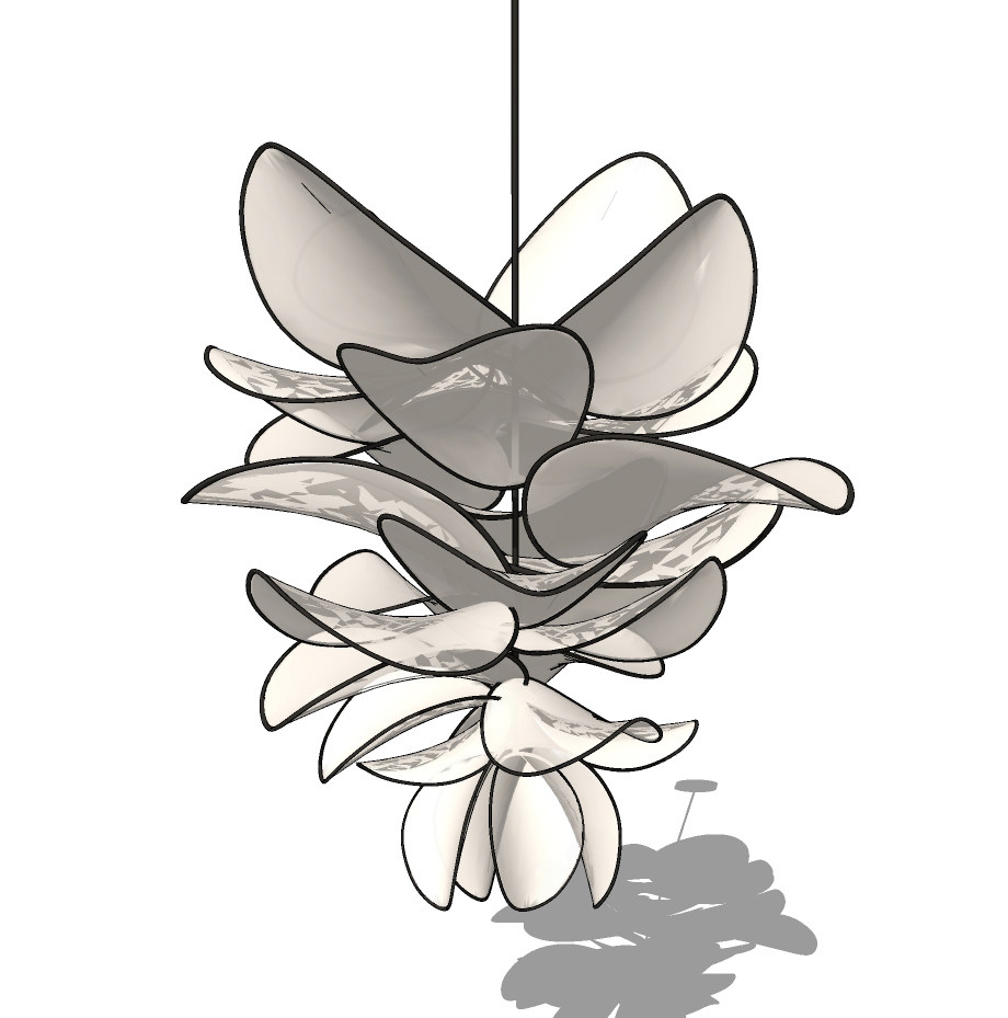 现代抽象花瓣装饰吊灯su草图模型下载