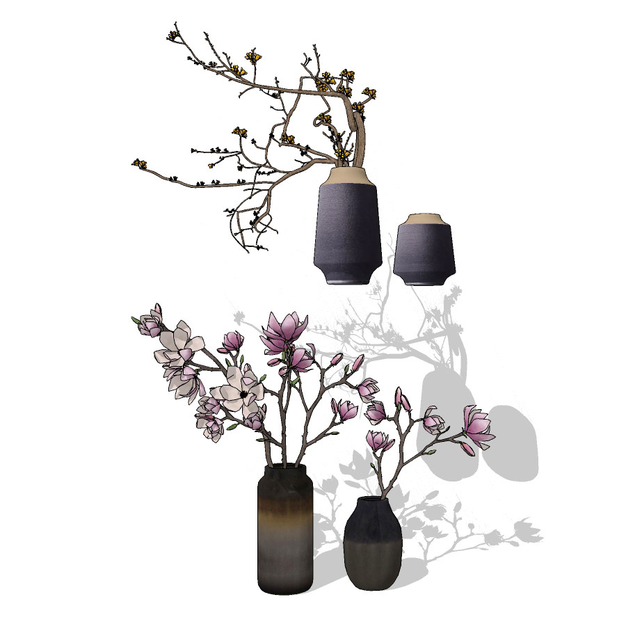新中式花瓶摆件su草图模型下载