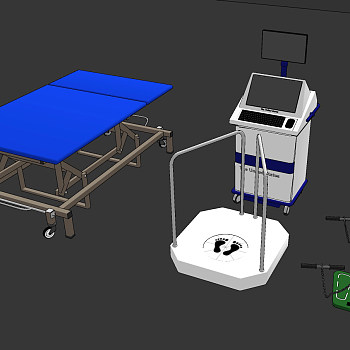 人体秤，现代医疗设备组合su草图模型下载