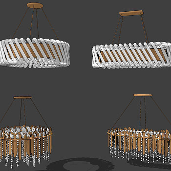 简欧式水晶吊灯su草图模型下载