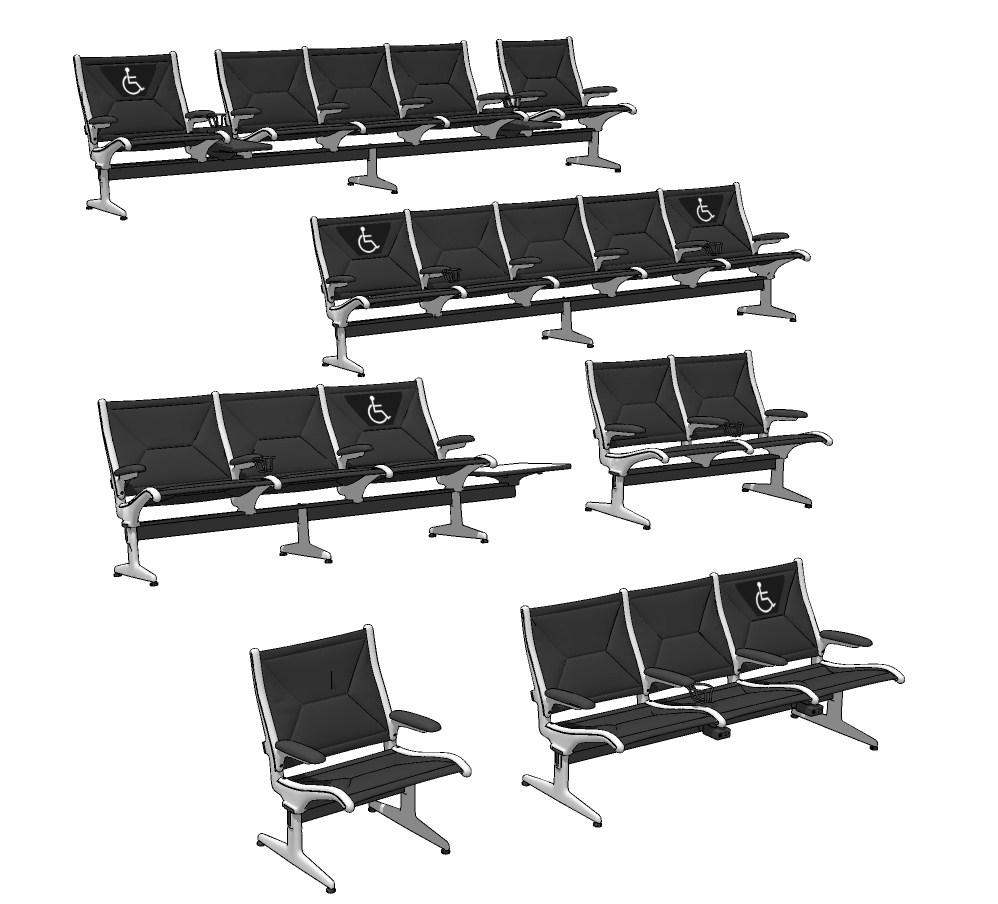 现代公共座椅su草图模型下载