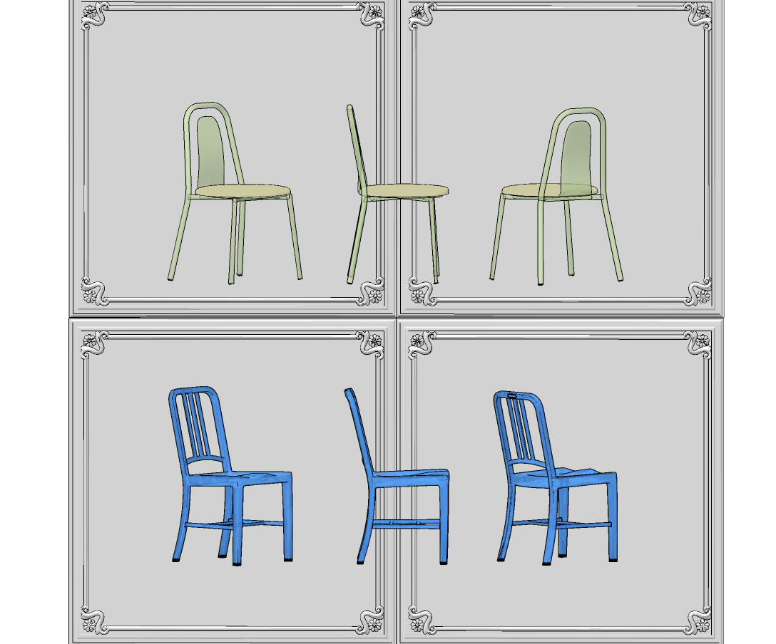 现代金属单椅su草图模型下载