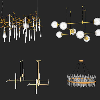 现代水晶吊灯su草图模型下载