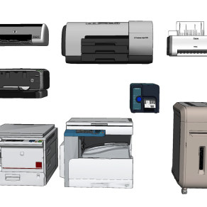 现代打印机复印机办公用品su草图模型下载