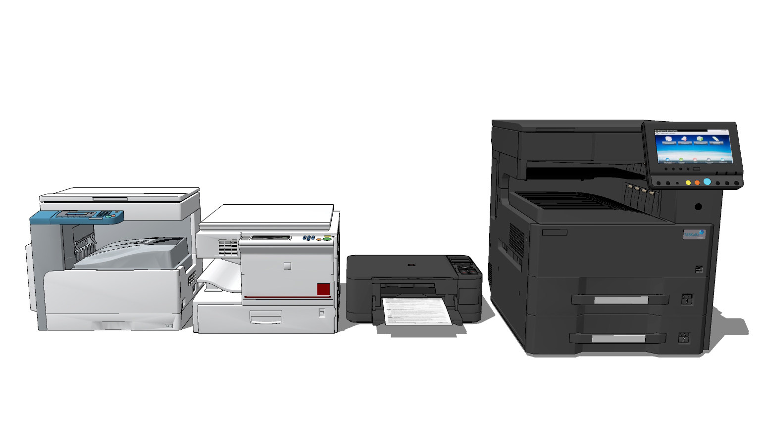 现代打印机复印机，办公用品设备su草图模型下载