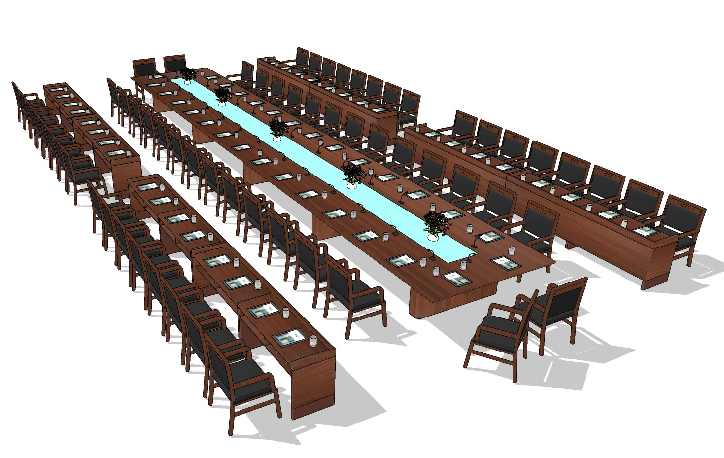 现代大会议桌椅su草图模型下载
