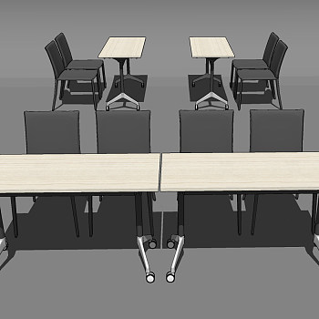 现代会议桌椅su草图模型下载