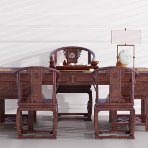 中式古典红木家具书桌椅 su草图模型下载