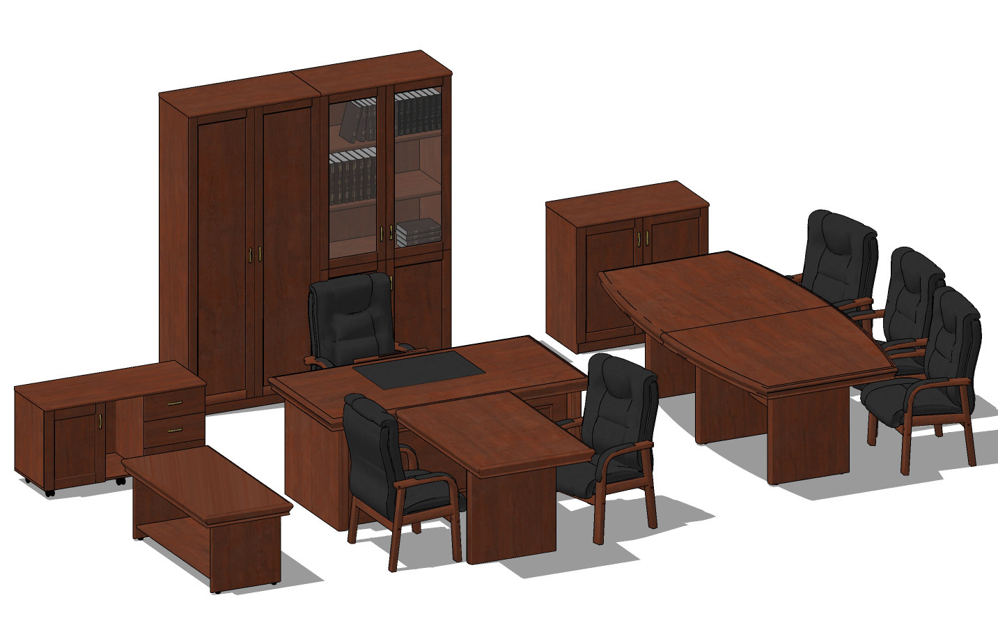 新中式办公桌椅su草图模型下载