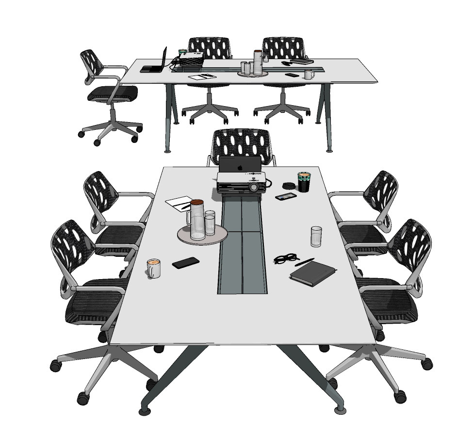现代小会议桌椅su草图模型下载