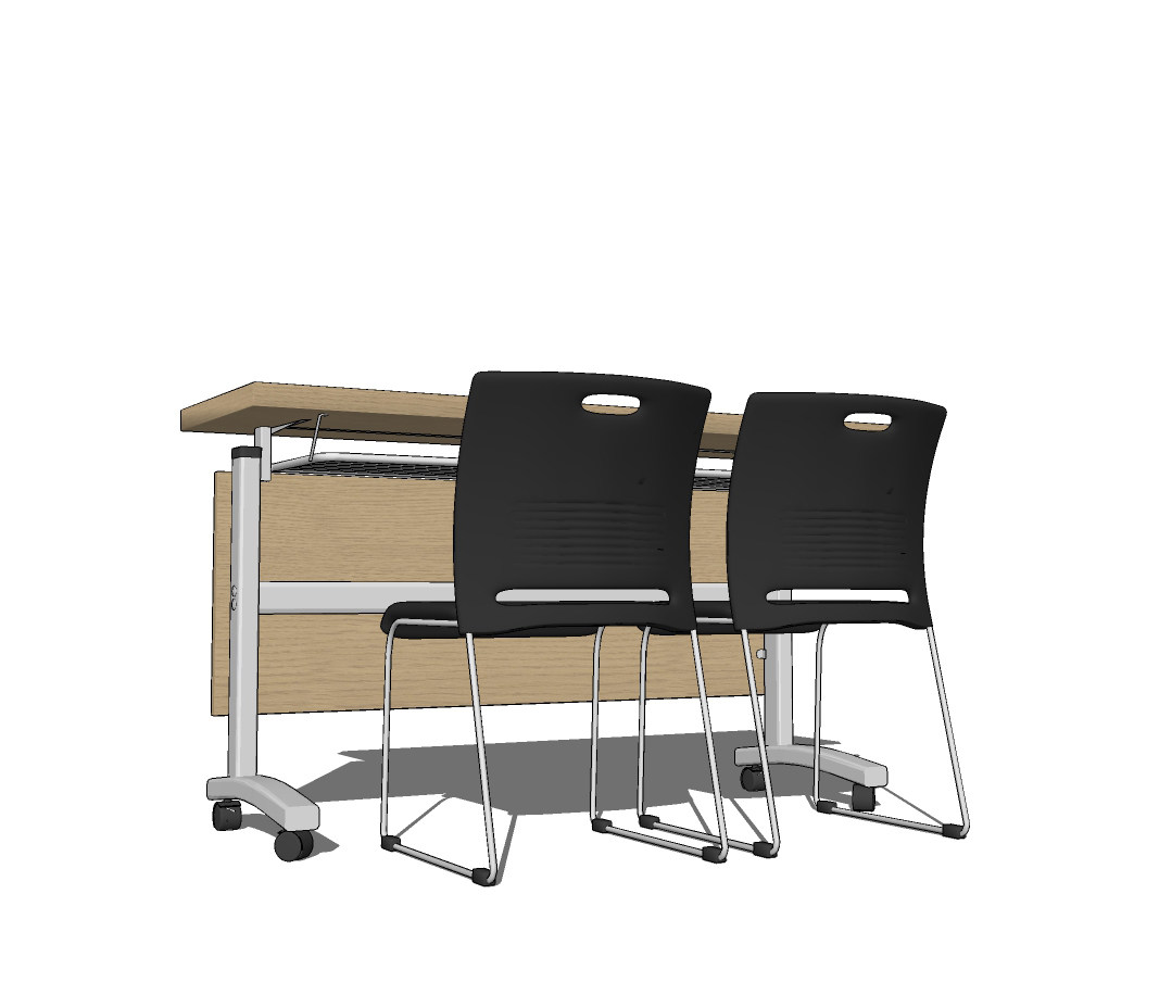 现代培训教室课桌椅su草图模型下载