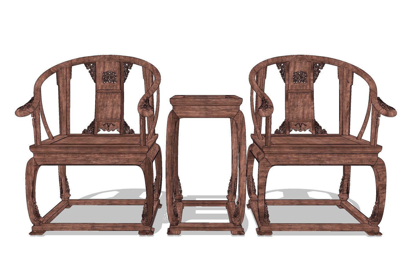 中式古典红木家具，圈椅su草图模型下载