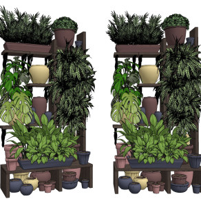 现代绿植，盆栽su草图模型下载