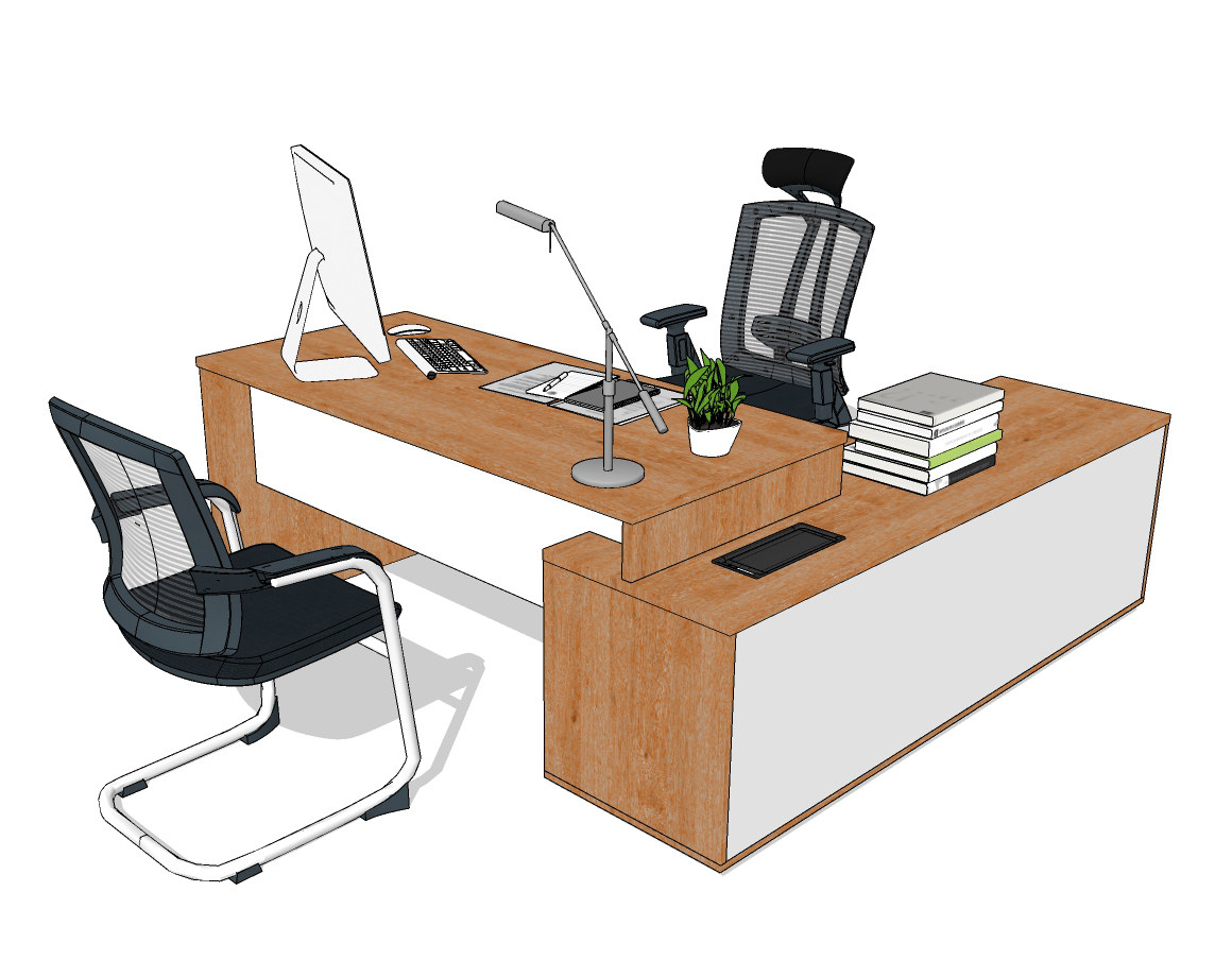 现代办公桌椅，老板台su草图模型下载