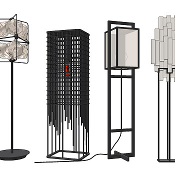 现代落地灯su草图模型下载
