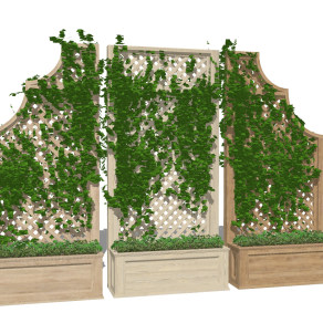 现代绿植藤蔓,背景墙su草图模型下载