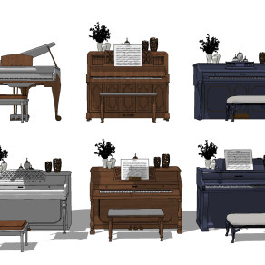 现代钢琴su草图模型下载