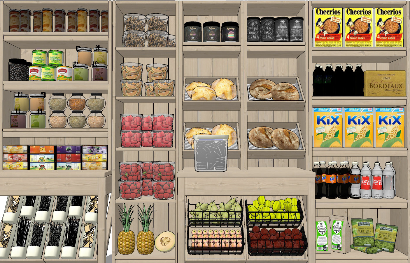 现代商场超市货架食物小食品su草图模型下载