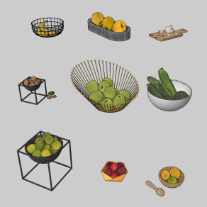 现代蔬菜水果食物，果盘su草图模型下载