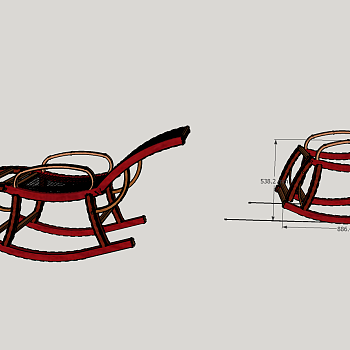 中式摇椅su草图模型下载